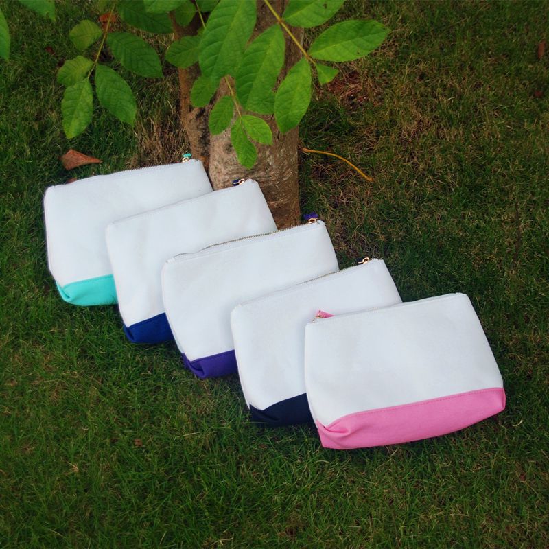 Wholesale Blanks Women Canvas Makeup Bag Triangle Cosmetic Bag Five Different Beautiful Colors ...