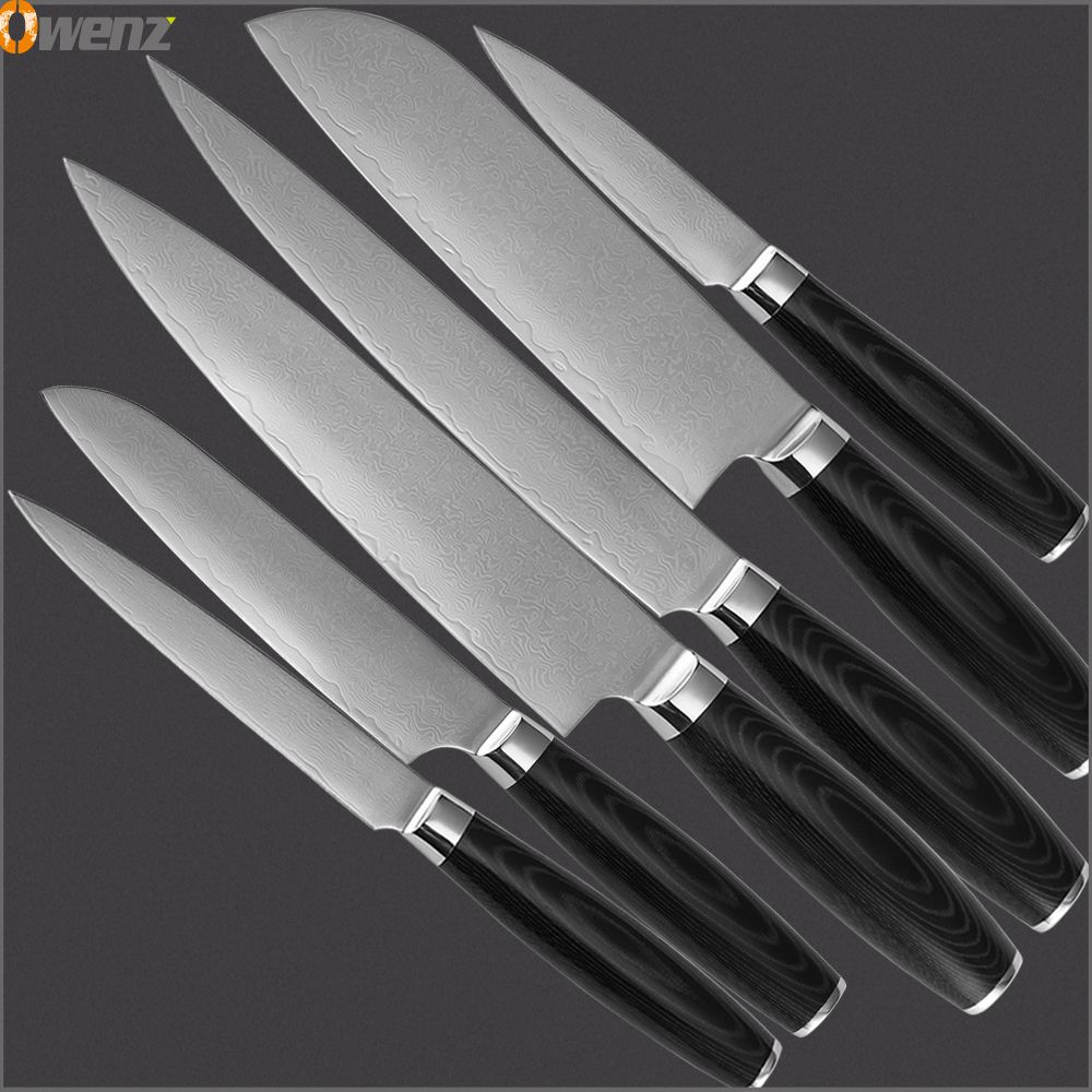 Uncategorized High Quality Kitchen Knives wholesale damascus stlye high quality kitchen cooking aus 10 stainless steel knife sets micarta round handle durabe sharp owenz