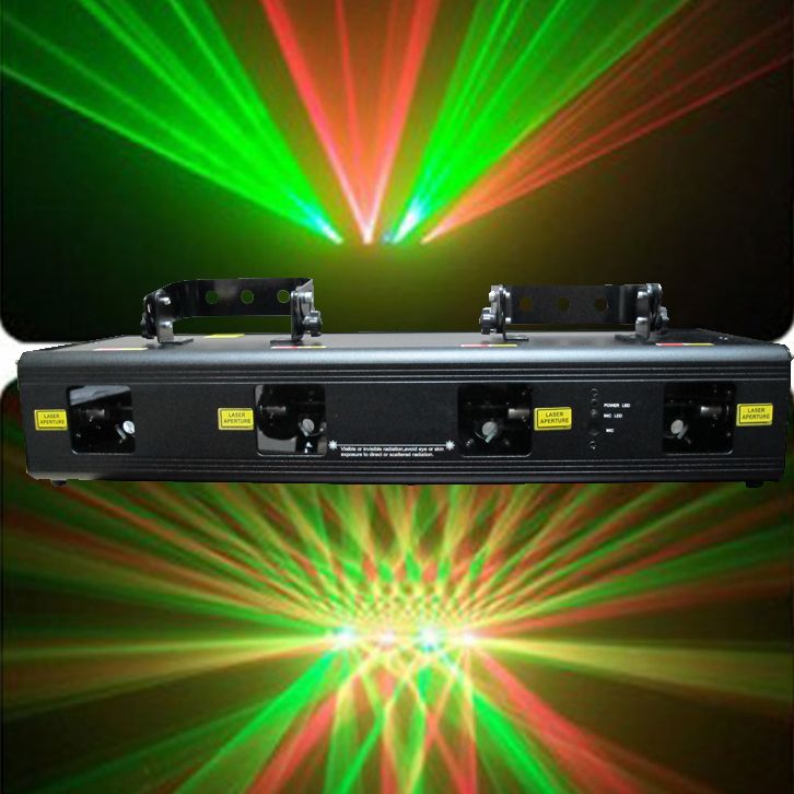 260mw 4 Heads 4 Lens Rgy Dj Laser Light Show Beam Scan Professional