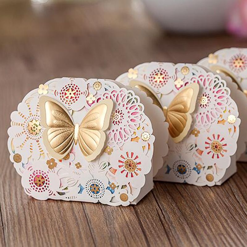 Chocolate Favor Boxes Flower And Butterfly Theme Wedding Candy Box