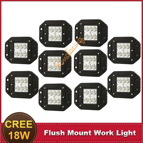 Cree 18w Flush Mount Led Work Light Bar Spot 4'' Truck Trailer Wagon