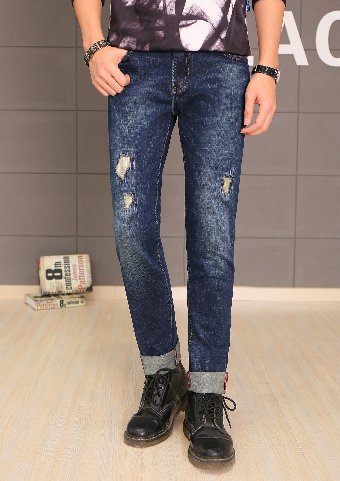 2017 2016 Patchwork Jeans For Men Fashion Plus Size Designer Stylish