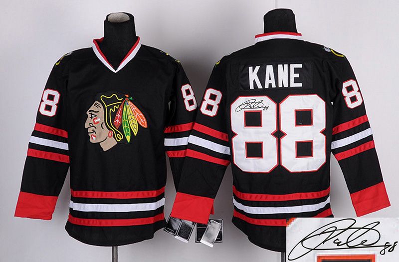 2017 Blackhawks 88 Patrick Kane Autographed Hockey Jerseys Black Ice Hockey Jersey Brand Hockey