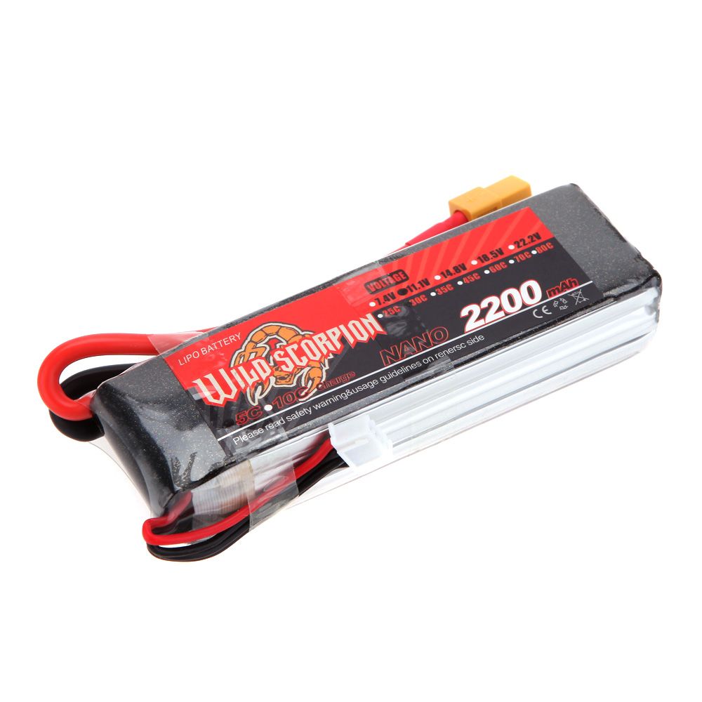 New Wild Scorpion 2200mAh 30C MAX 40C XT60 Plug Lipo Battery 11.1V 3S 