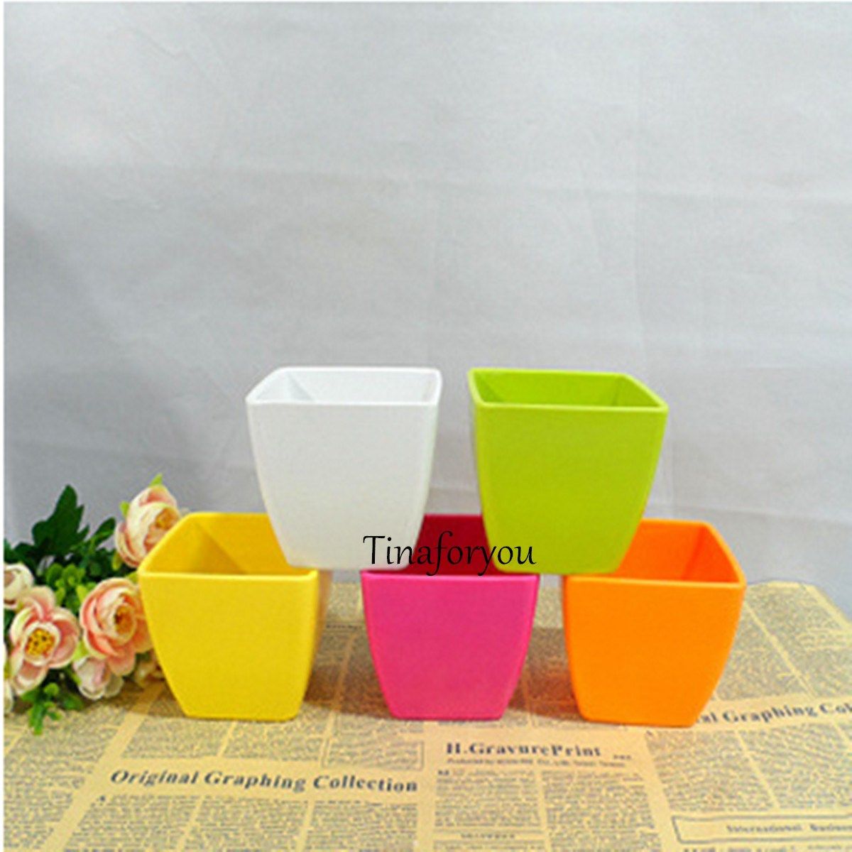 Best Quality Wholesale Creative Small Square Flower Pots Plant Plastic