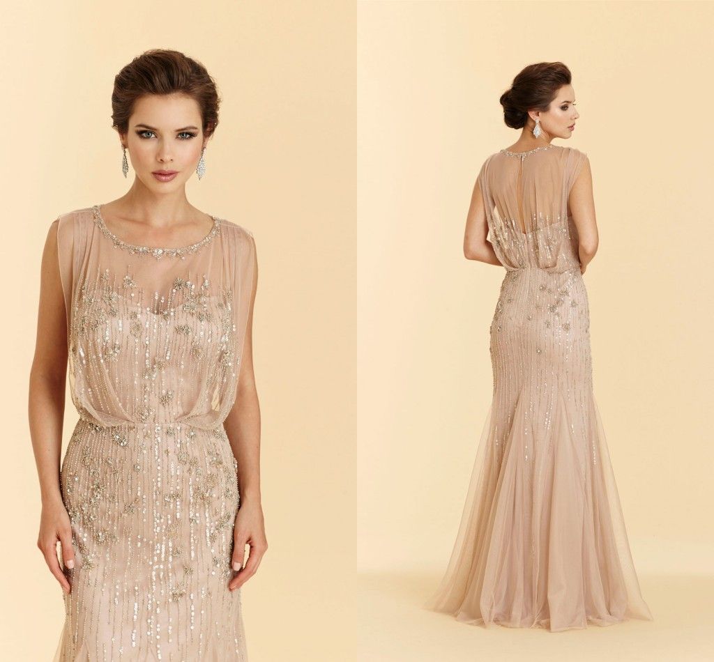 Sheer Overlay Exquisite Prom Dresses Beads Crystal And Sequins