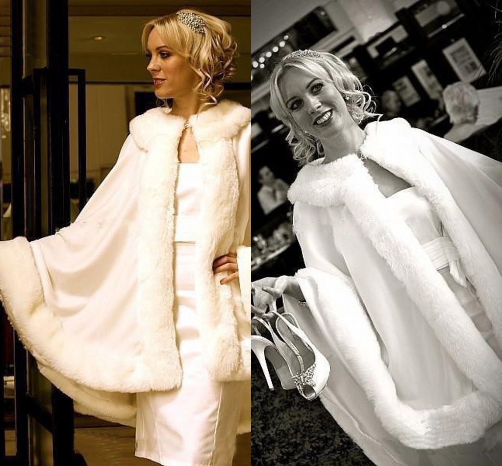 2017 2015 Winter Formal Bridal Capes Ivory Wedding Jackets Faux Fur