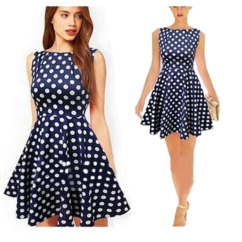 Plus Size Dresses 2015 Casual Dresses European New Large Size Women&#39;s Summer Dress Stitching Dot ...