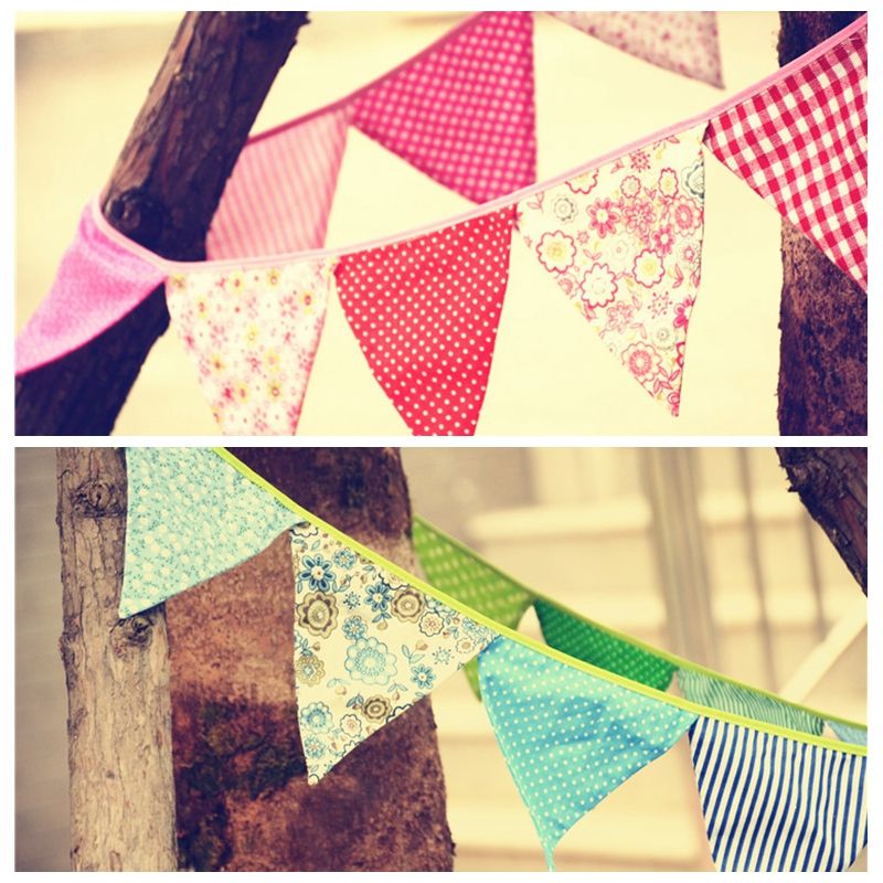 Colorful Fabric Wedding Flags Party Decoration Banner Line Fabric