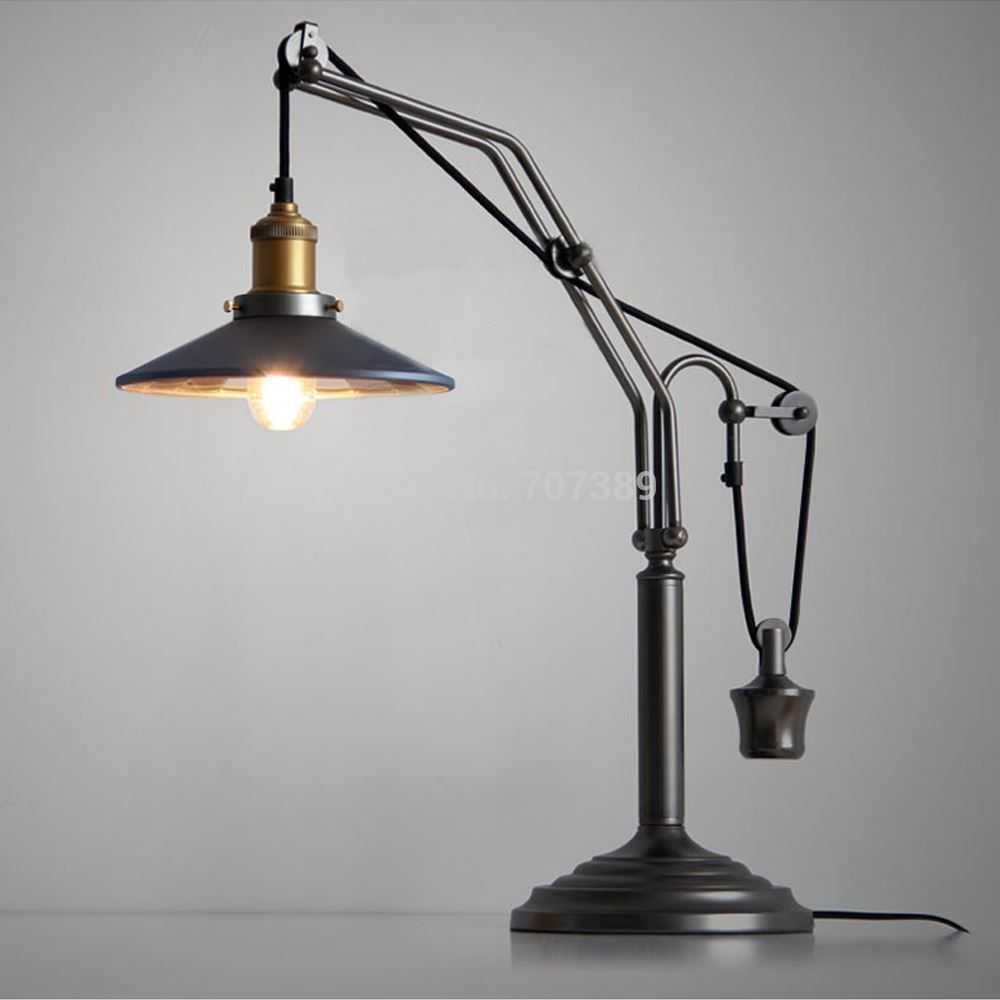 2017 Rh Loft Vintage Elevator/Lift Pulley Table/Desk Lamp/Light,E27