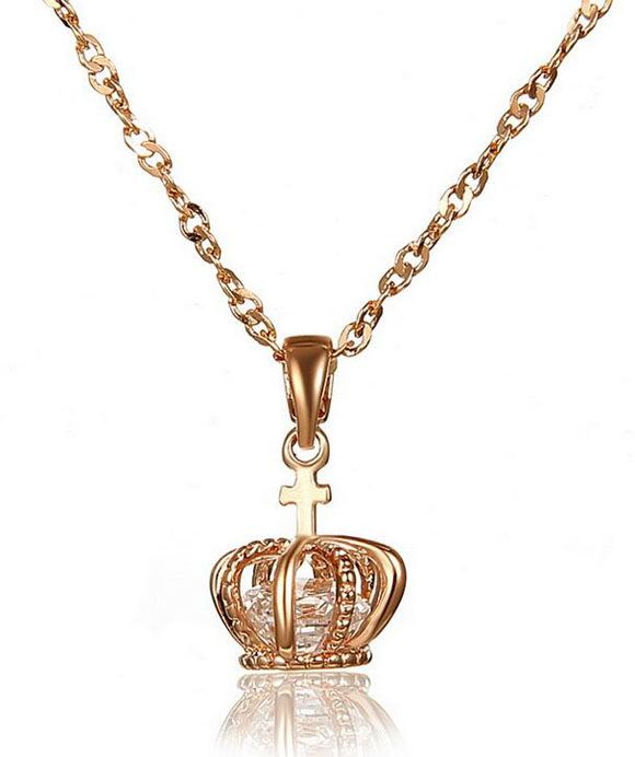 Wholesale Zirconium Stone Lock Ossicular Chain Necklace Crown Halloween