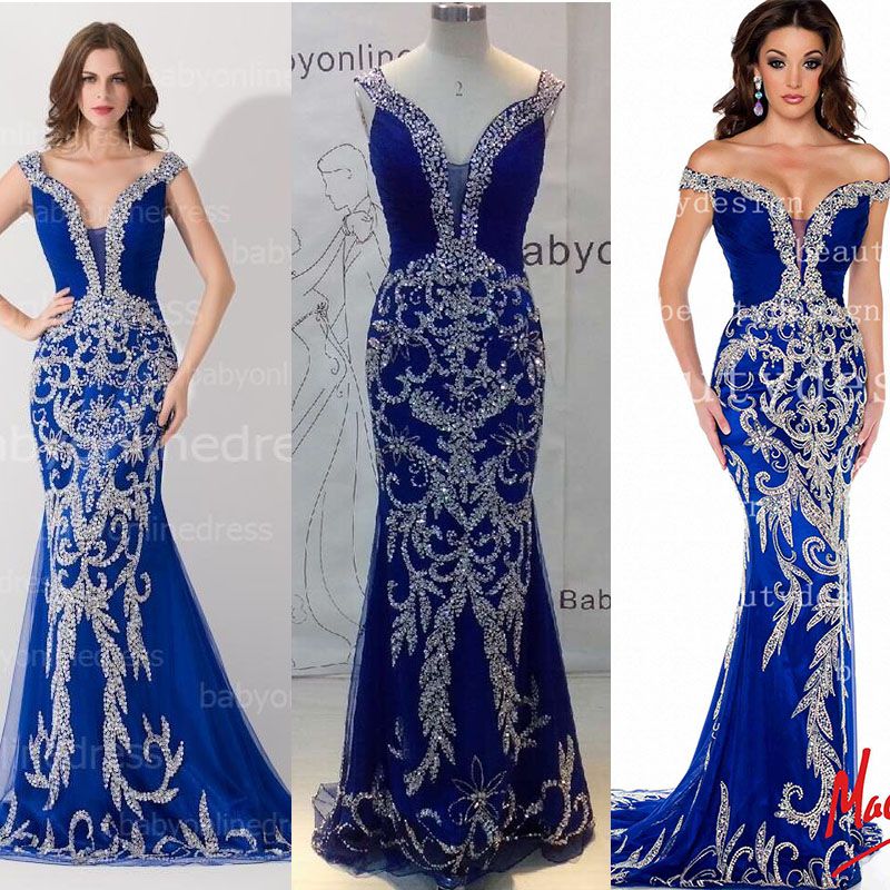 Designer blue evening gowns