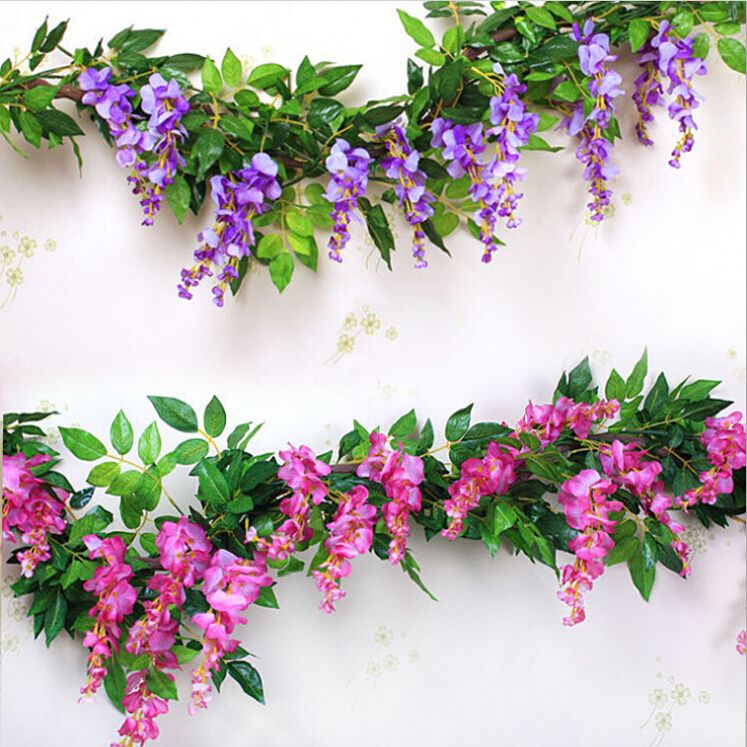 Online Cheap 2 Meter Extra Long Artificial Wisteria Decorative Flowers