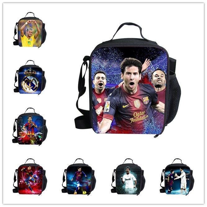 New Football Star Insulated Lunch Bag Thermal Picnic Box,Messi Neymar