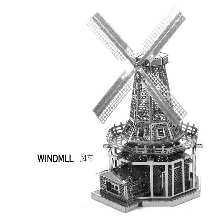DIY windmill Three dimensional nano metal miniature sculpture jigsaw