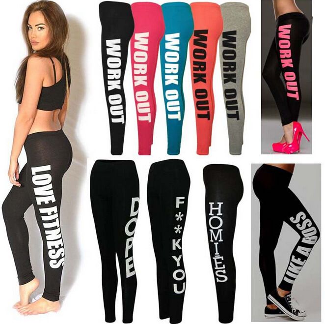 2017 Online Wholesale Cheap Clothing Women Leggings 04 Leg Pants Tights Black Cotton Letters ...