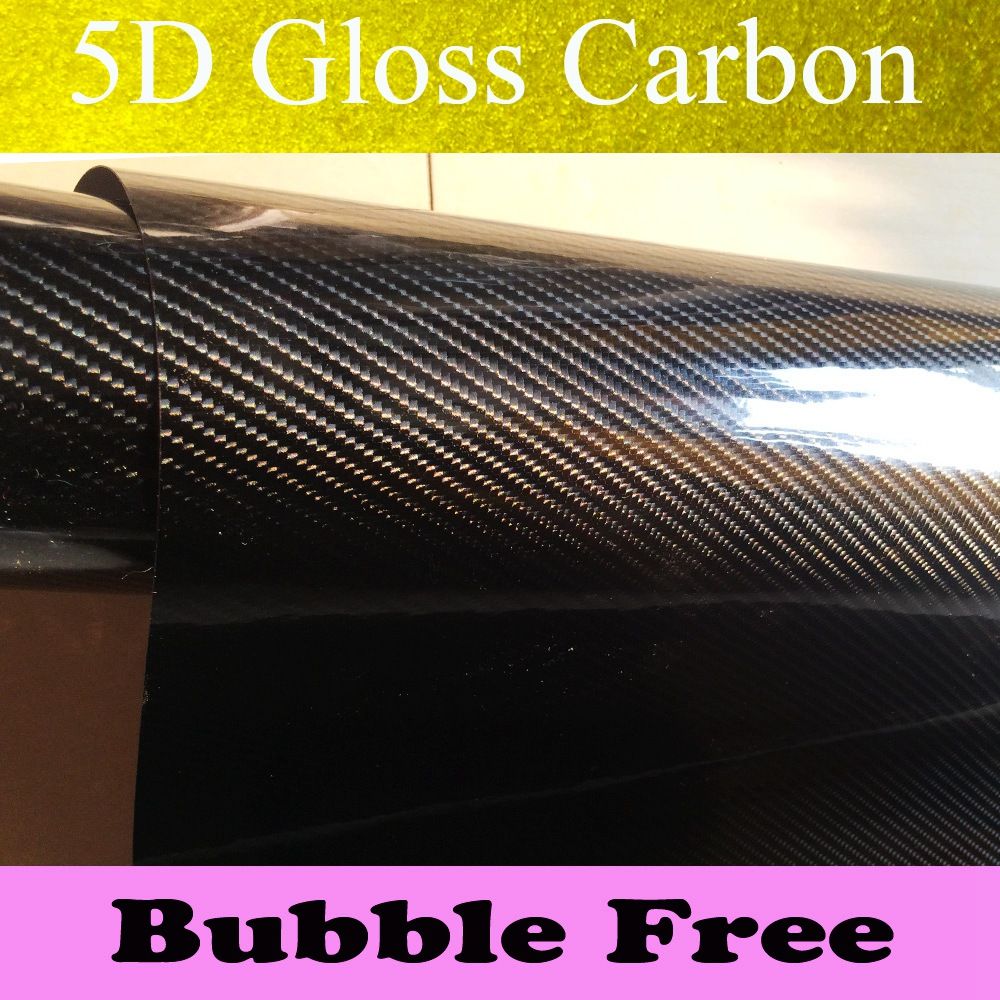 2017 Premium Gloss 5d Carbon Fiber Vinyl Wrap Car Wrapping Like Real