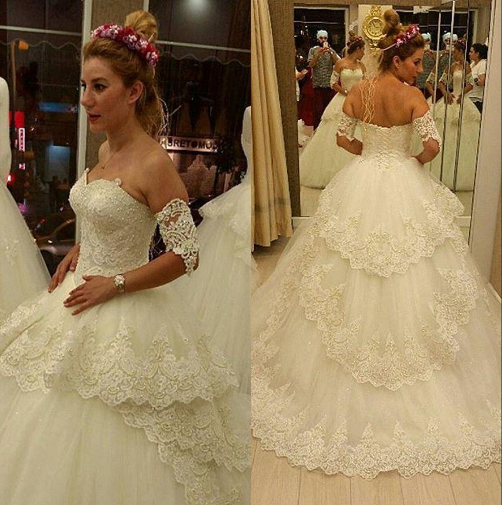 Discount 2016 Wedding Dresses With Arm Bands New Arrival Sweetheart