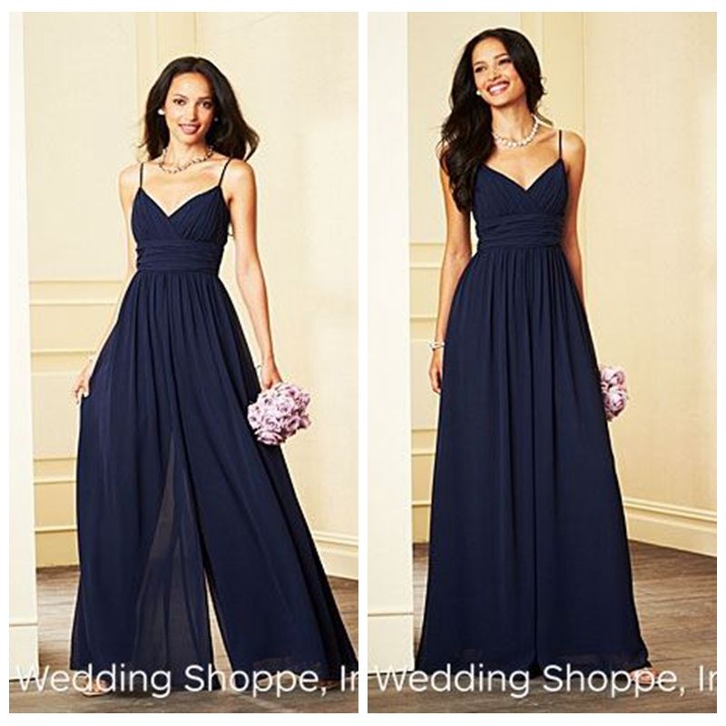 Cheap Chiffon Bridesmaid Dress Rompers Spaghetti Strap V Neckline Maid