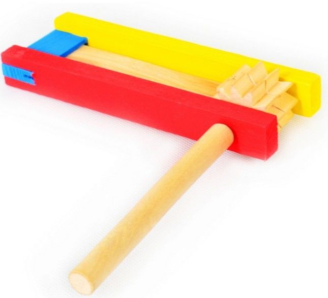 Wooden Noisemaker Clapper Rattle Handle Spinning Baby Kids Classic Toy