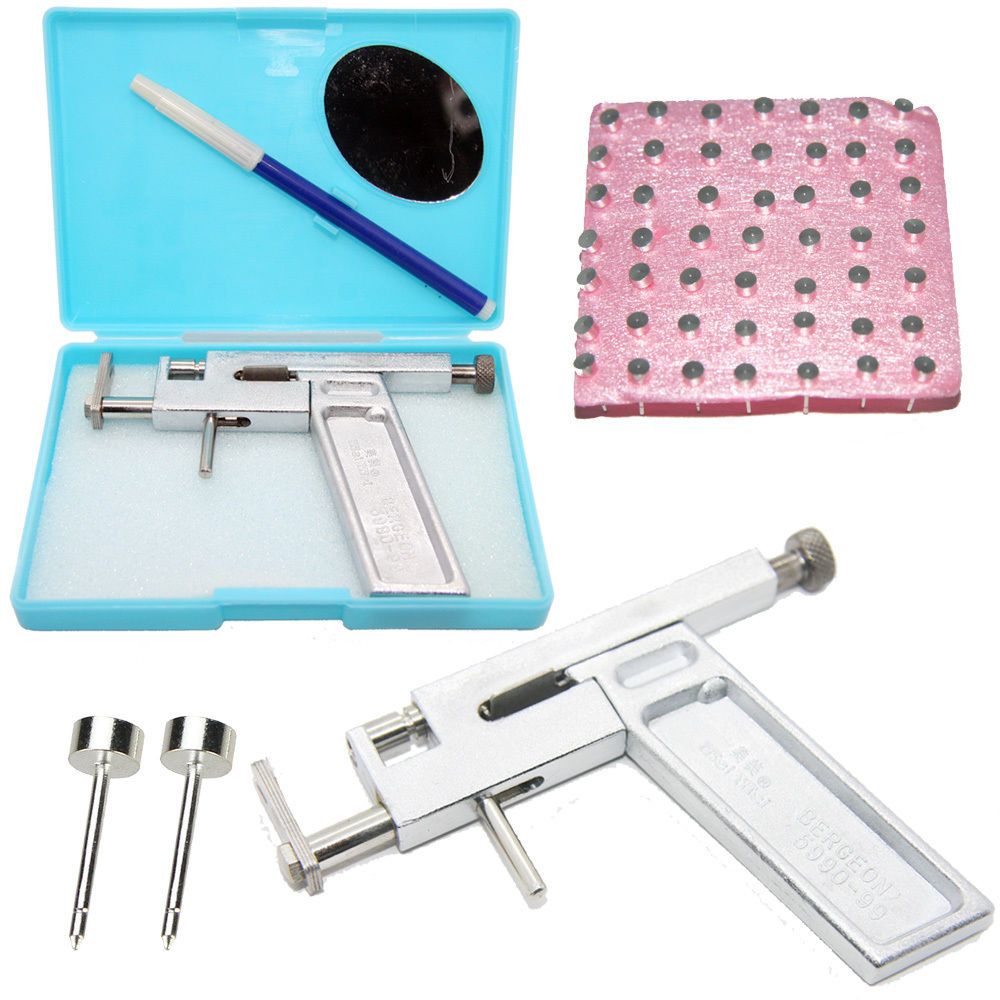 Ear Body Piercing Gun With Studs Stainless Steel Tool Set Kit Pierce