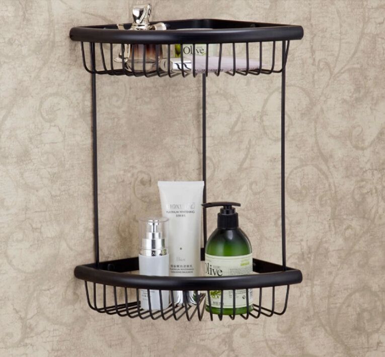 Shop Bathroom Shelves Online, Oil Rubbed Bronze Dual Tier Bath Corner