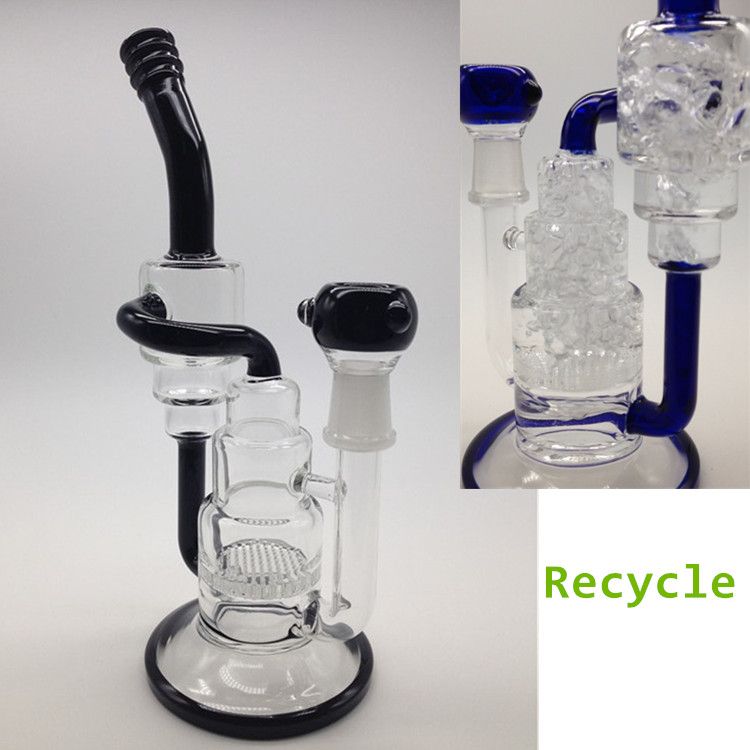 2017 Glass Bong Recycler Bongs Perc Dab Rigs Glass Recycle Oil Rigs With Honey Comb