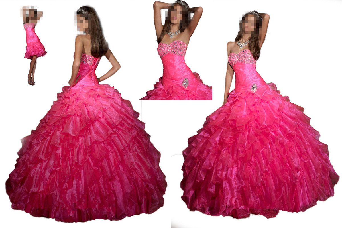 2014 Young Girls Quinceanera Dresses Two Way Skirt Removable Strapless