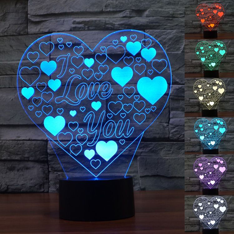 Online Cheap Heart Lamps Lighting Fixtures Led Bedroom Lighting 3d Led