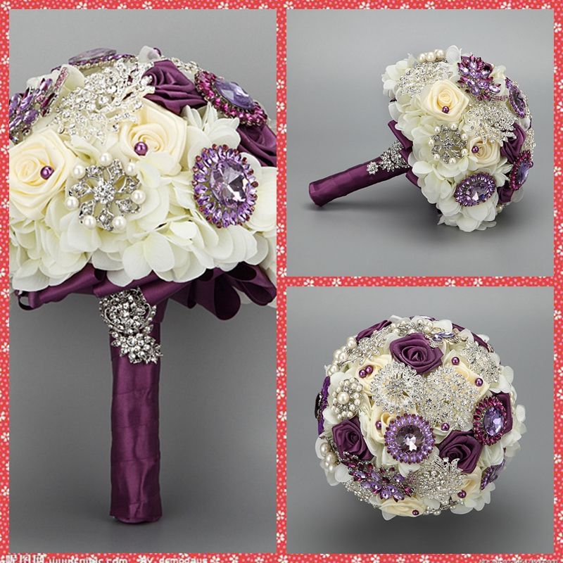 Luxurious Bridal Bouquet 2015 Beautiful Flowers Beaded Crystal For
