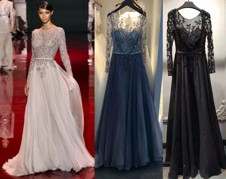 Elie Saab Prom Dresses Evening Wear Long Sleeves Dubai Evening Dresses