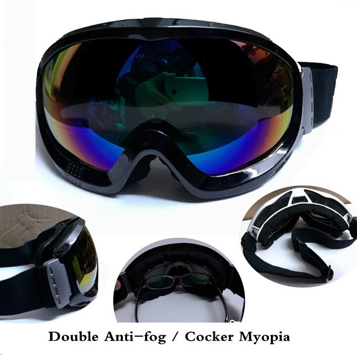2018 Full Film Double Lens Ski Goggles Anti Fog Big Spherical Hiking