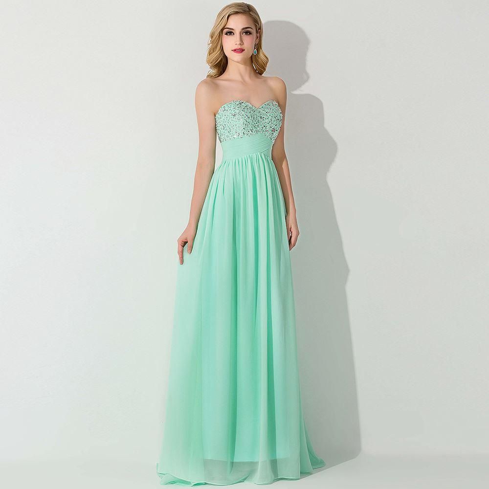 Backless Mint Prom Dresses