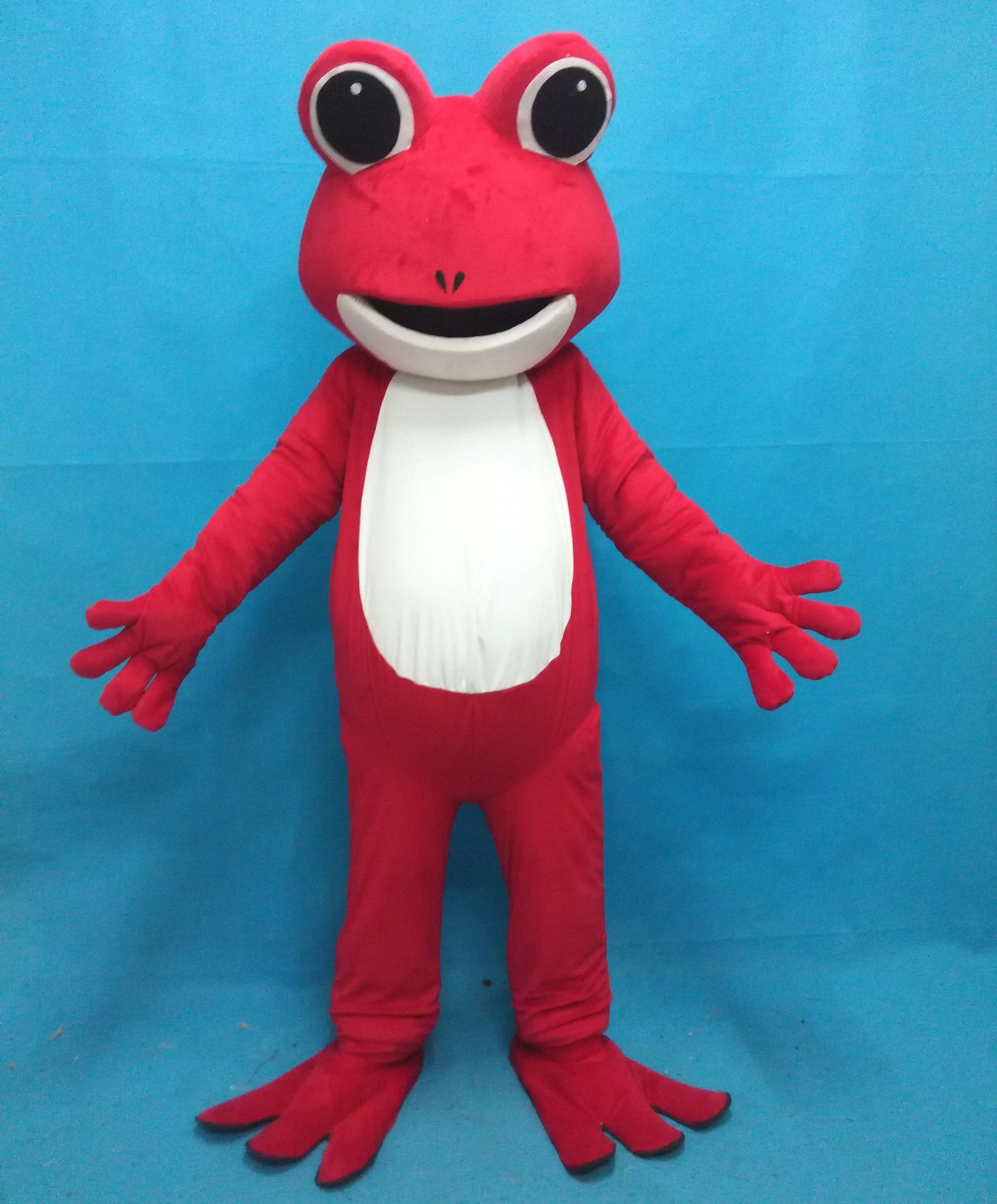 0524 Adult Red Frog Mascot Costume with Mini Fan Inside the Head for