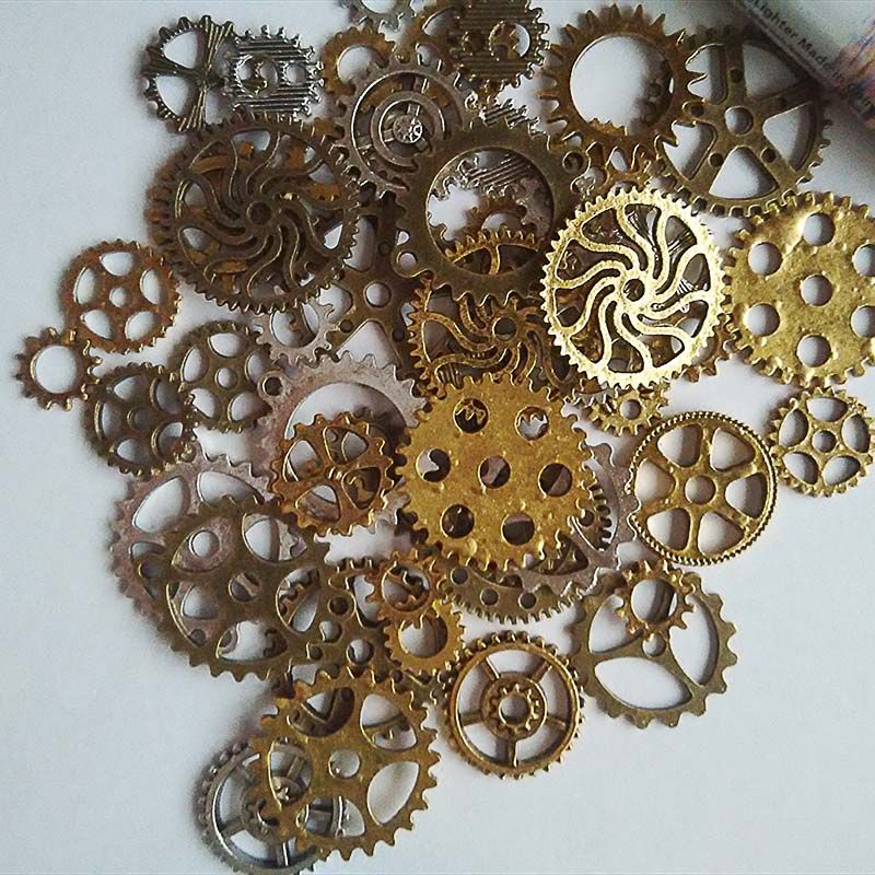 2017 Wholesale Gold Silver Vintage Bronze Mix Retro Steampunk Gears