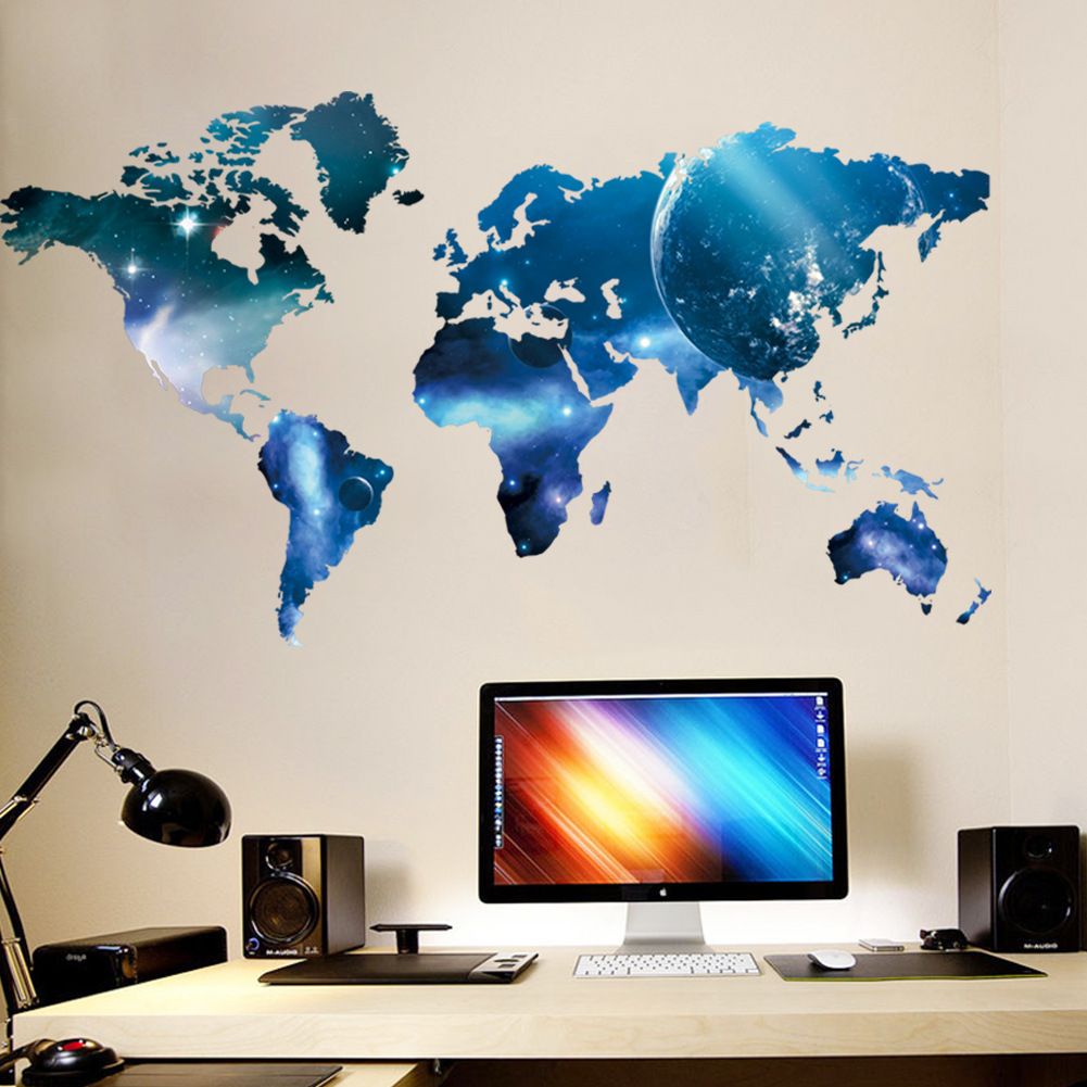 World Map Wall Art living bedroom wall art mural decor sticker blue planet world map World Map Wall Art living bedroom wall art mural decor sticker blue planet world map