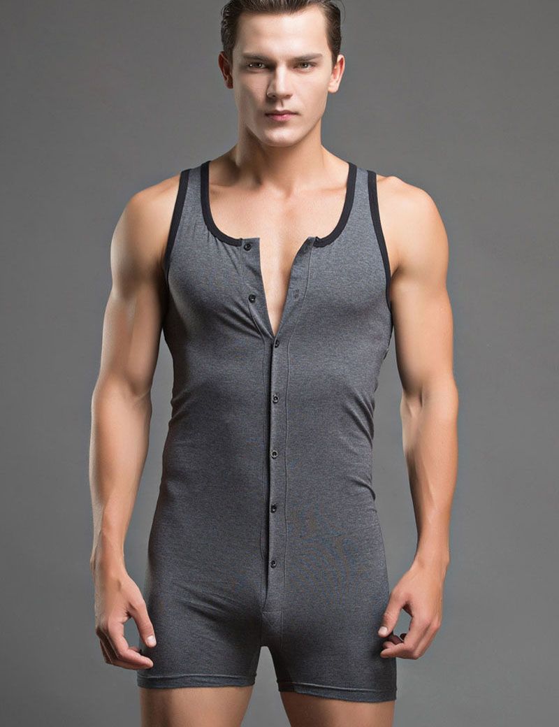 2017 Men Sexy Underwear Fashion Cotton Onesies Hombres Leotard Shapers