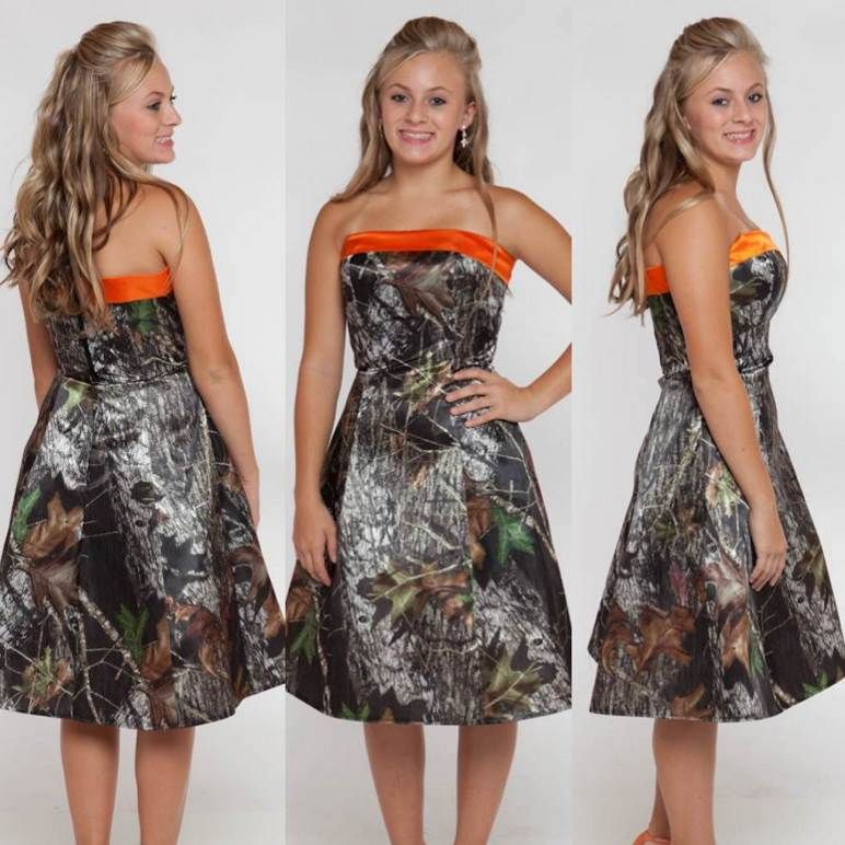 2016 New Short Camo Wedding Dresses A Line Strapless