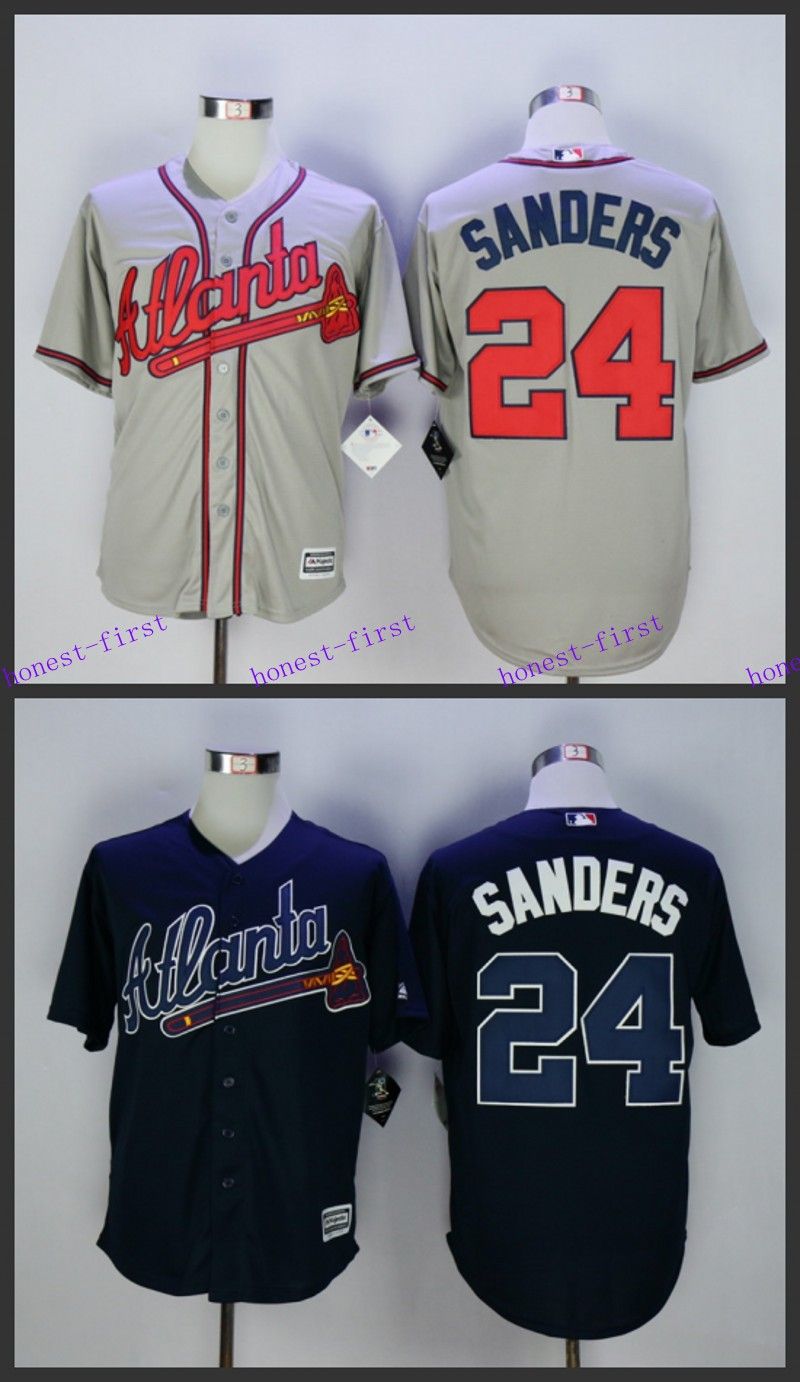Best Deion Sanders Jersey 24 Atlanta Braves Baseball Jerseys 100 Stitched Blue Grey Under 11.