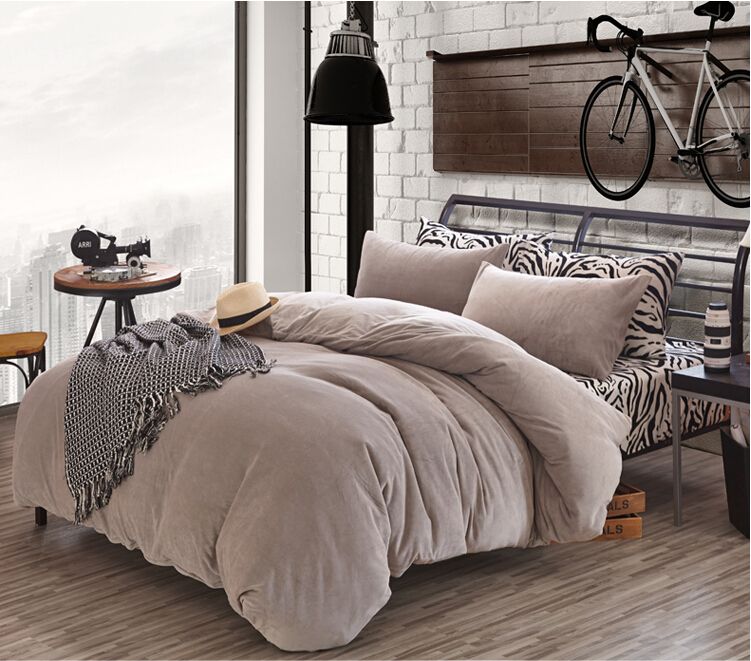 Zebra Striated Flano Velour Duvet Cover Set,Thickened Winter Full Queen