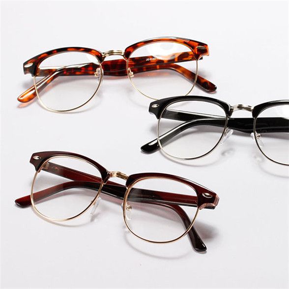 Vintage Unisex Mens Womens Half Frame Glasses Metal Frame ...