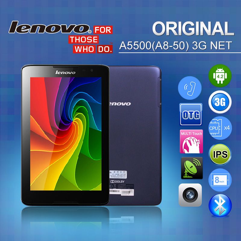 Lenovo A5500 3G WCDMA Tablet PC 8 IPS MTK8382 Quad Core 1.3GHz Android ...