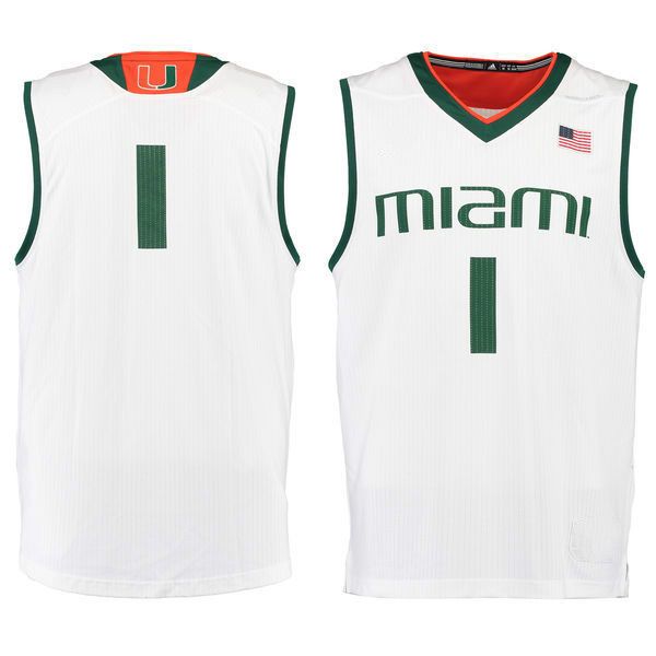 2017 No.1 Miami Hurricanes College Basketball Jersey Embroidery Setback Cheap Jerseys Men Size S