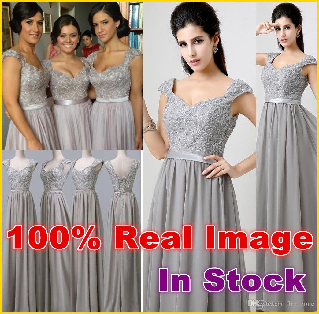 Long Silver Bridesmaid Dresses