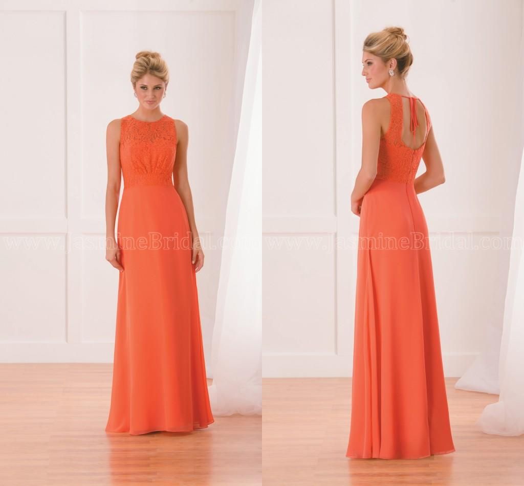 Plus Size Orange Bridesmaid Dress High Collar Open Back Sexy Lace 2017