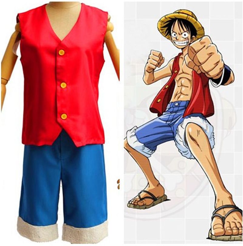 One Piece Luffy Cosplay Costume Monkey D Luffy 1st Generation Unisex Full Set Clothes Vest