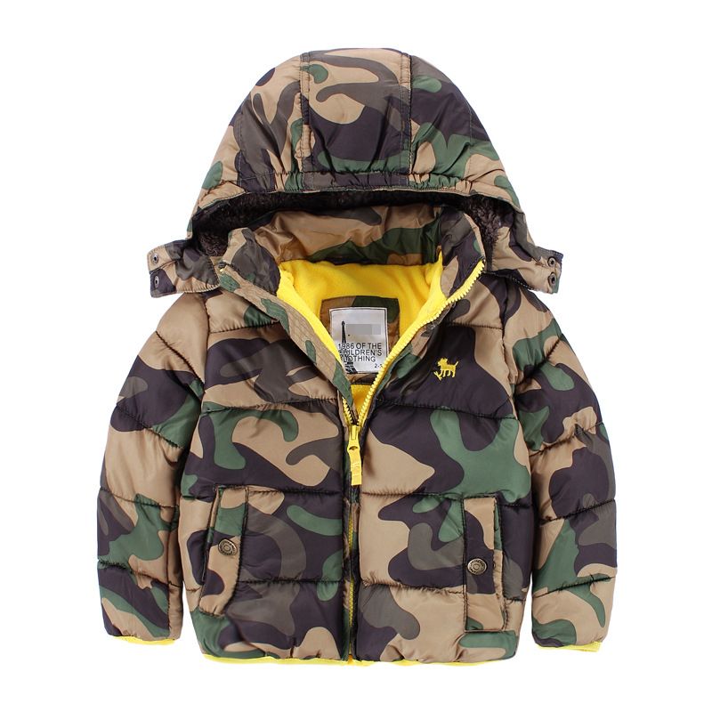 Kids Long Sleeve Army Warm Jacket Boys Zipper Winter Coat Baby Boys