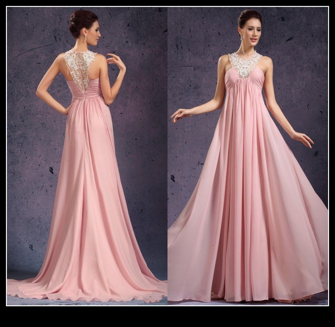 Best Selling Pink Chiffon Empire Evening Dresses For Pregnant Women