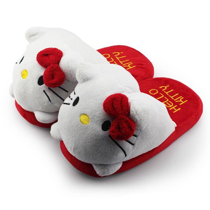 Hello Kitty Slippers 11inch Plush Slippers Indoor Shoes Warm Winter For