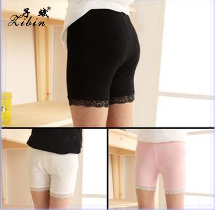 2017 Summer Girls Fashion Short Leggings Tights Pure Cotton Lace Girls Safety Pants White/Pink